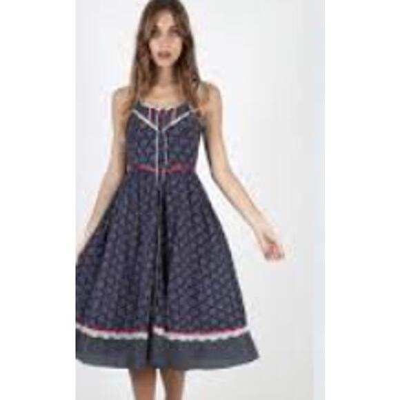 Vintage‎ Gunne Sax Prairie Dress 9 Calico Cottagecore Midi Sundress 70s - Picture 1 of 10